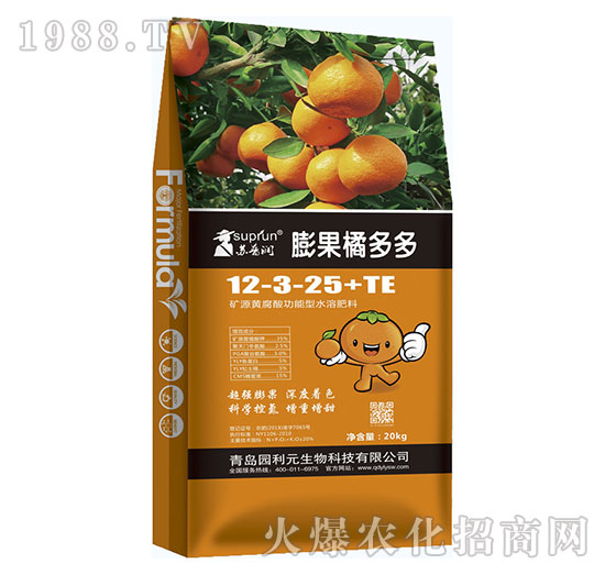 礦源黃腐酸功能型水溶肥料12-3-25+TE-膨果橘多多-園利元