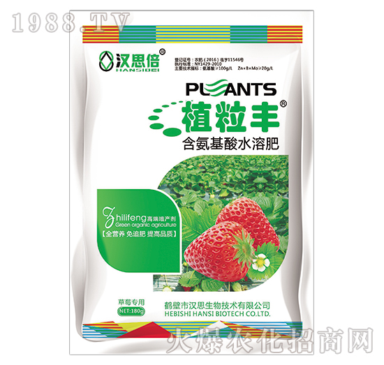 草莓專用含氨基酸水溶肥料-植粒豐-漢思生物