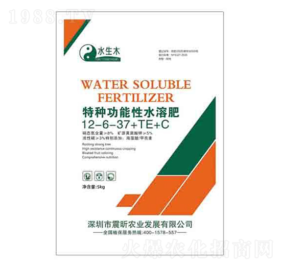 特種功能性水溶肥12-6-37+TE+C 水生木 潤(rùn)澤