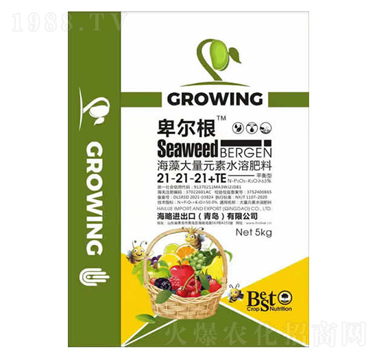 海藻大量元素水溶肥料21-21-21+TE-卑爾根-海略
