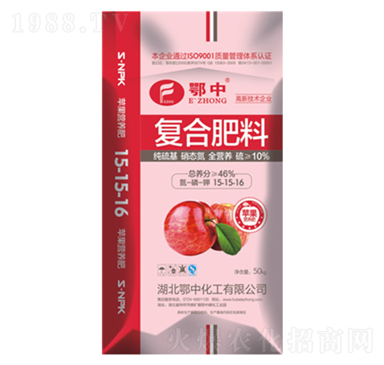 蘋果營養(yǎng)復合肥料15-15-16-鄂中生態(tài)