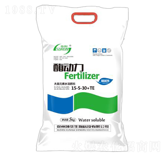 5kg大量元素水溶肥料15-5-30+TE-酶動(dòng)力-坤華生物