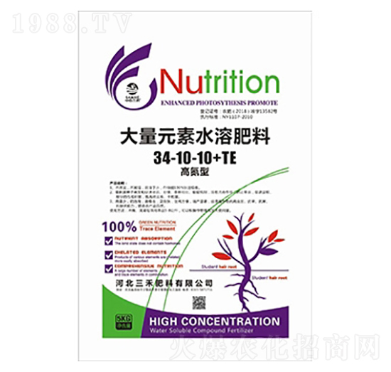 高氮型大量元素水溶肥料34-10-10+TE-中農(nóng)三禾