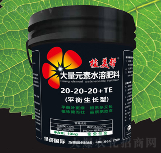平衡生長(zhǎng)型大量元素水溶肥20-20-20+TE-植美幫-綠蓓