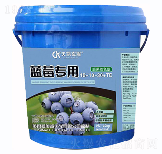 膨果著色型藍(lán)莓專(zhuān)用大量元素水溶肥15-10+30+TE-蔬美特