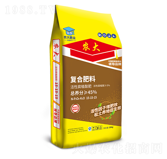 黑松土腐植酸復(fù)合肥15-15-15-農(nóng)大肥業(yè)