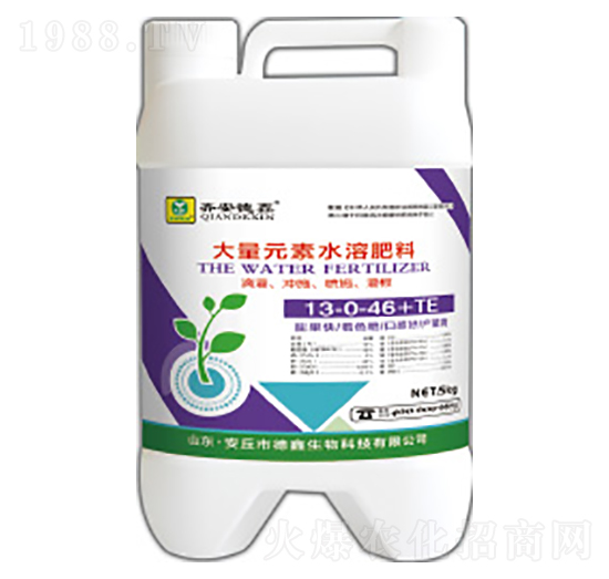 桶裝大量元素水溶肥料13-0-46+TE-德鑫生物