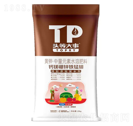 中量元素水溶肥-鈣鎂硼鋅鐵錳鉬(黃鉀)-頭等大事-佳田生物